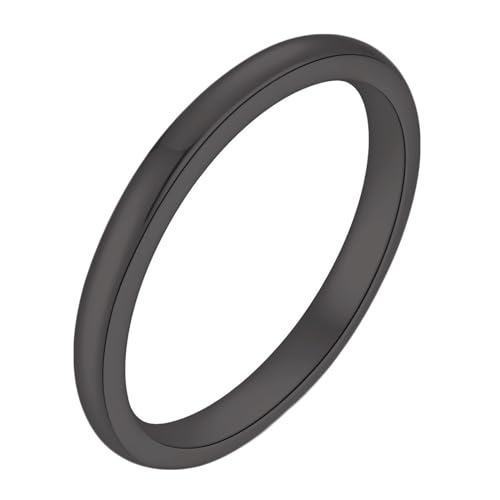 Beydodo Edelstahl Ringe Damen, Ring Personalisiert 2MM Schmal Partnerringe Schwarz Ringe Nickelfrei für Frauen Größe 54 (17.2) von Beydodo