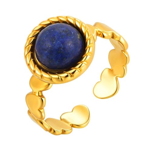 Beydodo Edelstahl Ringe Damen Vergoldet, Ring PersonalisiertHerzen Offen mit Perle Partnerringe Frauen Ringe Gold Nickelfrei Verstellbar von Beydodo