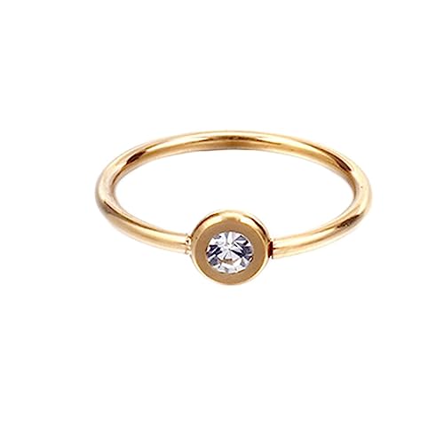 Beydodo Edelstahl Ringe Freundschaft, Frauen Ring Personalisiert Schmal Solitär mit Zirkonia Partnerringe Hochzeit Ring Damen Nickelfrei Gold Gr.57 (18.1) von Beydodo