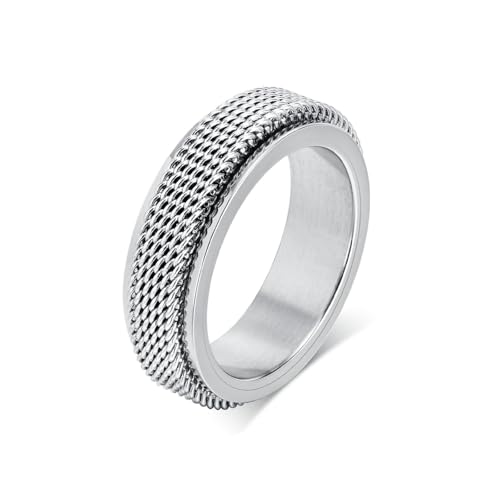 Beydodo Edelstahl Ringe Herren, Männer Ring 6.2MM Spinner Bandring Partner Ringe Personalisiert Silber Gr.65 (20.7) von Beydodo