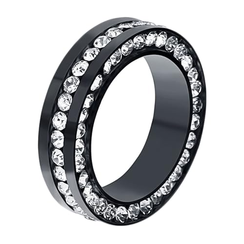 Beydodo Edelstahl Ringe Herren, Ring Personalisiert 6MM mit Zirkonia Partnerringe Schwarz Ringe Nickelfrei für Männer Größe 60 (19.1) von Beydodo