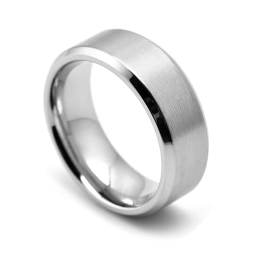 Beydodo Edelstahl Ringe Herren Damen, Ring Personalisiert 8MM Matt Bandring Partnerringe Silber Ring für Frauen Männer Gr.57 von Beydodo
