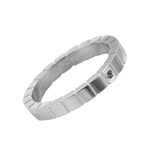 Beydodo Edelstahl Ringe Herren Damen, Unisex Ring 3MM Schmal mit Zirkonia Partner Ring Personalisiert Silber Gr.49 (15.6) von Beydodo