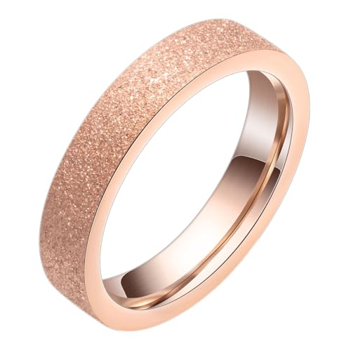 Beydodo Edelstahl Ringe Herren Damen, Unisex Ring Matt 4MM Partner Ring Personalisiert Rosegold Gr.54 (17.2) von Beydodo