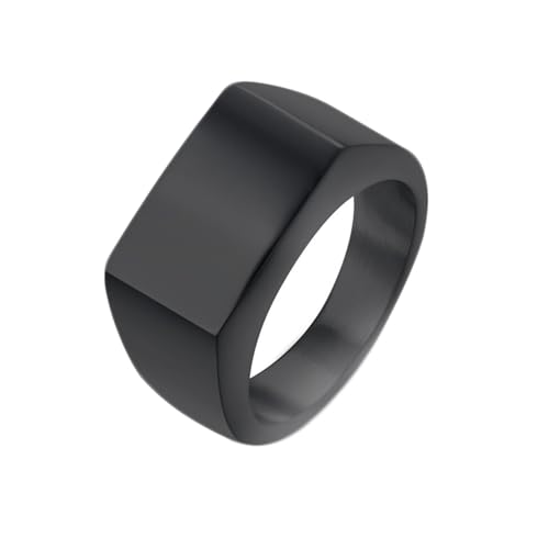 Beydodo Edelstahl Ringe Männer, Ring Personalisiert 13MM Rechteck Siegelring Partnerringe Herren Ring Schwarz Nickelfrei Größe 62 (19.7) von Beydodo