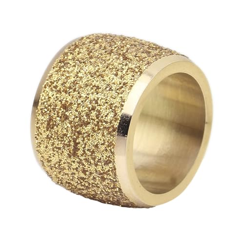 Beydodo Edelstahl Ringe Männer, Ring Personalisiert 16MM Matt Rund Partnerringe Herren Ring Gold Nickelfrei Größe 65 (20.7) von Beydodo