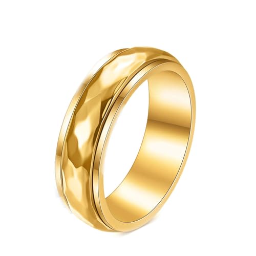 Beydodo Edelstahl Ringe Männer, Ring Personalisiert 6MM Drehbar Bandring Partnerringe Herren Ring Gold Nickelfrei Größe 52 (16.6) von Beydodo