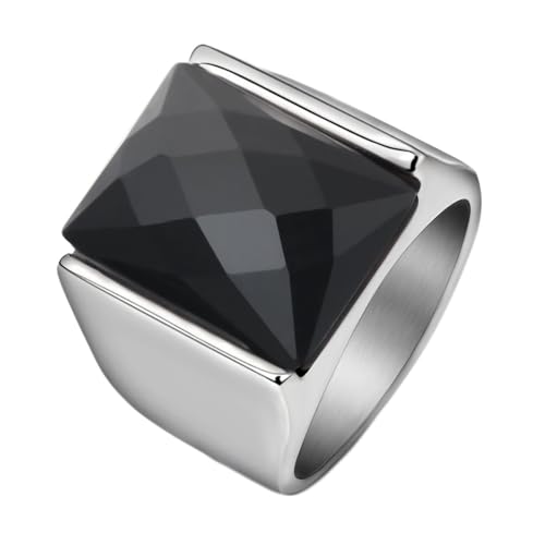 Beydodo Edelstahl Ringe Männer, Ring Personalisiert Breit 16MM mit Schwarz Zirkonia Partnerringe Herren Ring Silber Nickelfrei Größe 62 (19.7) von Beydodo