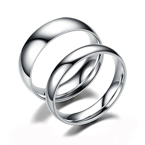 Beydodo Edelstahl Ringe Paare mit Gravur, Hochzeit Ringe Silber ohne Stein Hochglanzpoliert Bandringe Verlobungsringe Eheringe Paarpeis Damen Gr.52 (16.6) + Herren Gr.54 (17.2) von Beydodo