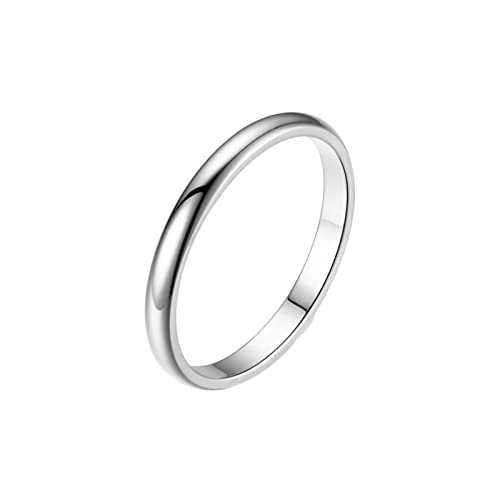 Beydodo Edelstahl Ringe Partner, Damen Ring 2MM Schmal Poliert Bandring Freundschaftsring Silber für Frauen Gr.60 (19.1 von Beydodo