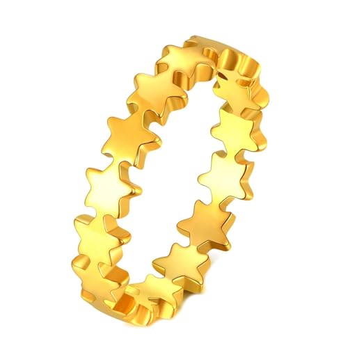 Beydodo Edelstahl Ringe Partner, Damen Ring Personalisiert 4MM Sterne Freundschaftsring Gold Ringe für Frauen Größe 54 (17.2) von Beydodo