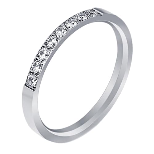 Beydodo Edelstahl Ringe Partner, Damen Ring Personalisiert Schmal 2MM mit Zirkonia Freundschaftsring Silber Ringe für Frauen Größe 54 (17.2) von Beydodo