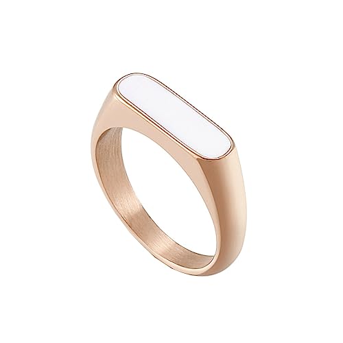 Beydodo Edelstahl Ringe Partner, Damen Ring Personalisiert mit Weiß Harz Siegelring Freundschaftsring Hochzeit Ringe für Frauen Rosegold Gr.62 (19.7) von Beydodo