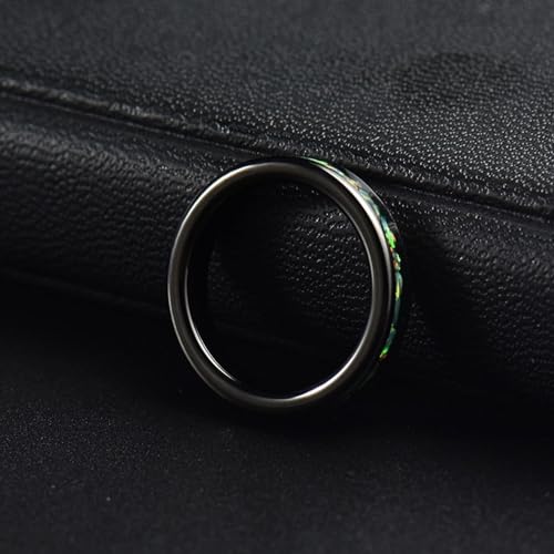 Beydodo Edelstahl Ringe Partner, Herren Ring Personalisiert 4MM mit Opal Bandring Freundschaftsring Schwarz Ringe für Männer Größe 72 (22.9) von Beydodo