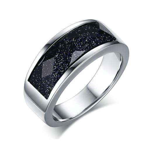 Beydodo Edelstahl Ringe Partner, Herren Ring Personalisiert 8MM mit Blau Sten Freundschaftsringe Silber Ringe Männer Größe 62 (19.7) von Beydodo