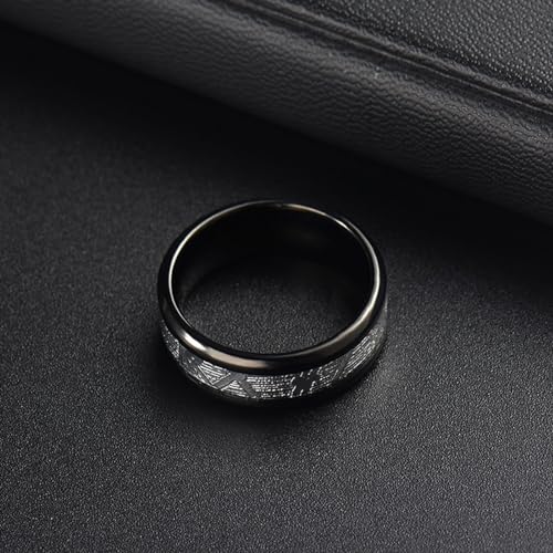 Beydodo Edelstahl Ringe Partner, Herren Ring Personalisiert 8MM mit Schwarz Metallfolie Bandring Freundschaftsring Schwarz Ringe für Männer Größe 54 (17.2) von Beydodo