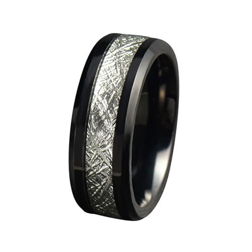 Beydodo Edelstahl Ringe Partner, Herren Ring Personalisiert 8MM mit Schwarz Metallfolie Bandring Freundschaftsring Schwarz Ringe für Männer Größe 62 (19.7) von Beydodo