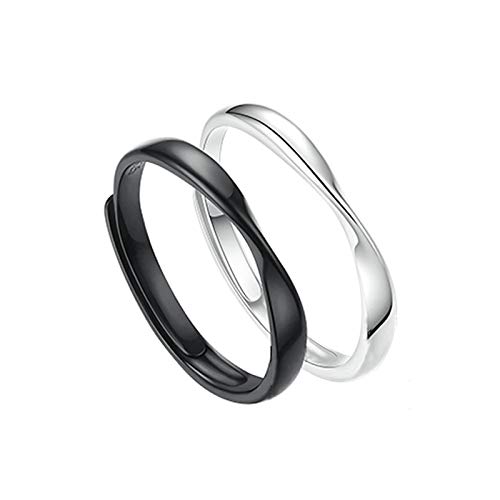 Beydodo Ehering 925 Silber Damen Herren, Ringe Verstellbar Paar Schmal Möbius Ringe ohne Stein Trauringe Nickelfrei Partnerringe für Sie und Ihn von Beydodo