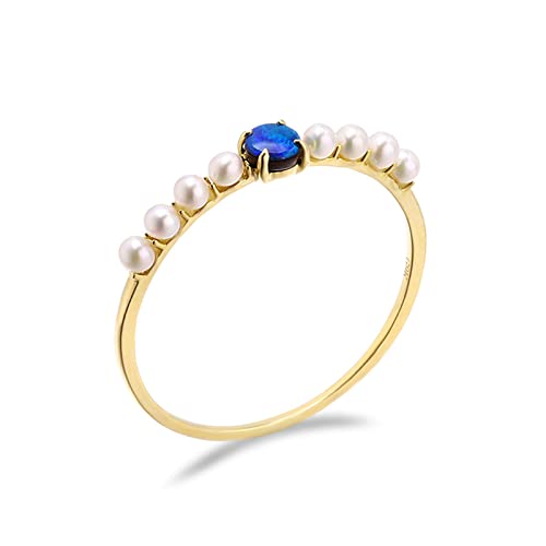 Beydodo Eheringe Damen Einzeln, Ring Gold 585 Schmal mit Opal und Perlen Hochzeit Ringe Frauen Nickelfrei Gr.56 (17.8) von Beydodo