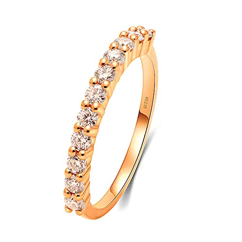 Beydodo Eheringe Damen Einzeln, Ring Rotgold 585 Schmal mit 0.33ct Moissanit Hochzeit Ringe Frauen Nickelfrei Gr.47 (15.0) von Beydodo