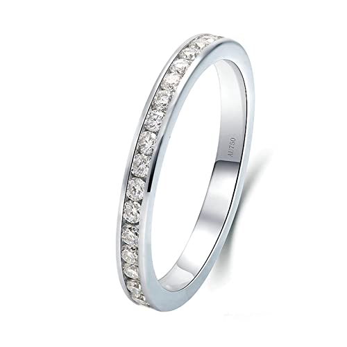 Beydodo Eheringe Damen Einzeln, Ring Weißgold 585 Schmal mit Laborgezüchteter Diamant Bandring Hochzeit Ringe Frauen Nickelfrei Größe 58 (18.5) von Beydodo