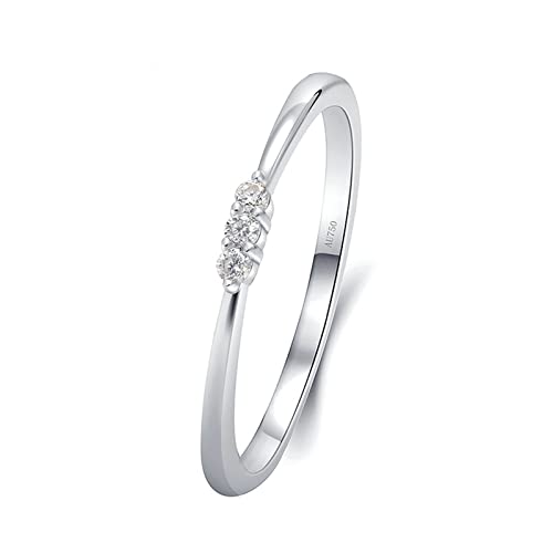 Beydodo Eheringe Damen Einzeln, Ring Weißgold 750 Schmal mit 0.135ct Diamant Hochzeit Ringe Frauen Nickelfrei Größe 56 von Beydodo