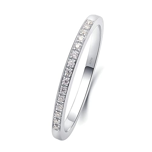 Beydodo Eheringe Damen Einzeln, Ring Weißgold 750 Schmal mit 0.75ct Moissanit Bandring Hochzeit Ringe Frauen Nickelfrei Gr.66 (21.0) von Beydodo