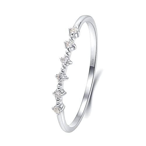 Beydodo Eheringe Damen Einzeln, Ring Weißgold 750 Schmal mit Diamant 0.27ct Hochzeit Ringe Frauen Nickelfrei Gr.57 (18.1) von Beydodo