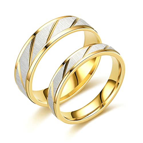 Beydodo Eheringe Edelstahl Paarpeis, Paar Ringe Set 4MM 6MM mit Gestreift Ring Damen Gr.49 (15.6) + Herren Gr.65 (20.7), Verlobungsringe Partnerringe Personalisiert von Beydodo
