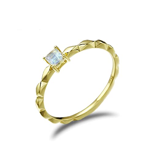 Beydodo Eheringe Gold 585 Einzeln Damen, Hochzeit Ring Solitär mit Mondstein Verlobungsringe Frauen Ringe Nickelfrei Größe 54 (17.2) von Beydodo