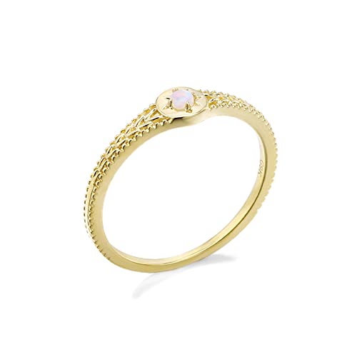 Beydodo Eheringe Gold 585 Einzeln Damen, Hochzeit Ring Sonne mit Opal Solitär Verlobungsringe Frauen Ringe Nickelfrei Größe 57 (18.1) von Beydodo