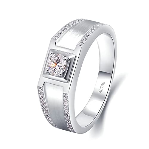 Beydodo Eheringe Herren Einzeln, Ring Weißgold 750 4-Steg-Krappenfassung mit 0.3ct Diamant Hochzeit Ringe Männer Nickelfrei Gr.68 von Beydodo