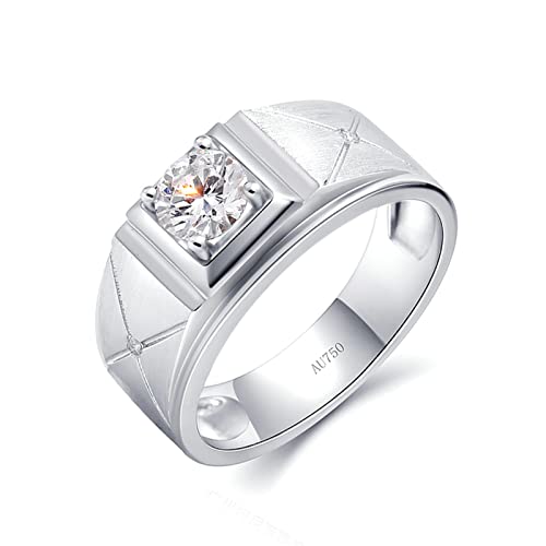 Beydodo Eheringe Herren Einzeln, Ring Weißgold 750 mit 5MM Laborgezüchteter Diamant 0.5ct Siegelring Hochzeit Ringe Männer Nickelfrei Größe 53 von Beydodo