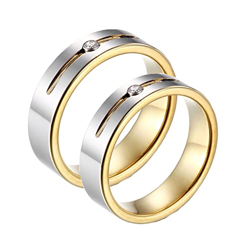 Beydodo Eheringe Paarpeis Wolframcarbid, Verlobungsringe mit Gravur Freundschaftsringe für 2, Silber Gold Ringe mit Zirkonia Damen Gr.60 (19.1) + Herren Gr.60 (19.1) von Beydodo