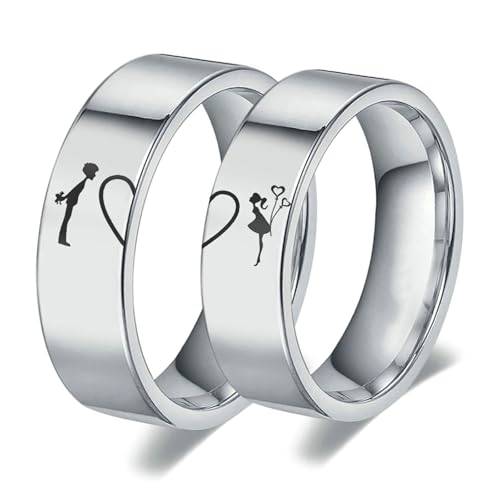 Beydodo Eheringe Paarpreis mit Gravur, Edelstahl Ringe Set Puzzle Herz Ehebandringe 6MM Freundschaftsringe Partnerringe Personalisiert Damen Gr.57 (18.1) + Herren Gr.60 (19.1) von Beydodo