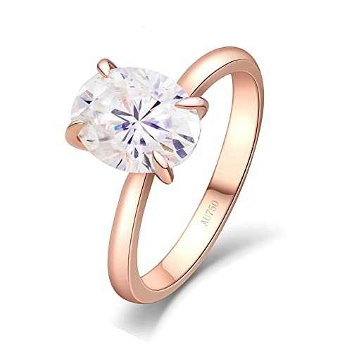 Beydodo Eheringe Rotgold 750 Einzeln Damen, Hochzeit Ring Solitär mit 2ct Oval Moissanit Verlobungsringe Frauen Ringe Nickelfrei Gr.47 (15.0) von Beydodo