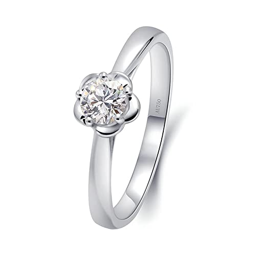 Beydodo Eheringe Weißgold 585 Einzeln Damen, Hochzeit Ring Blume Solitär mit Moissanit 0.3ct Verlobungsringe Frauen Ringe Nickelfrei Gr.53 (16.9) von Beydodo