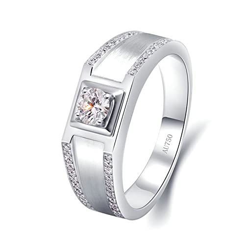 Beydodo Eheringe Weißgold 750 Einzeln Herren, Hochzeit Ring 4-Steg-Krappenfassung mit Laborgezüchteter Diamant 0.3ct Verlobungsringe Männer Ringe Nickelfrei Größe 68 von Beydodo