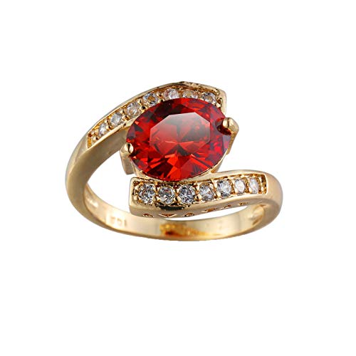 Beydodo Eheringe für Frauen Versilbert, Partnerring Gold Oval Rot Zirkonia Verlobungsring Trauringe Nickelfrei Gr.57 (18.1) von Beydodo