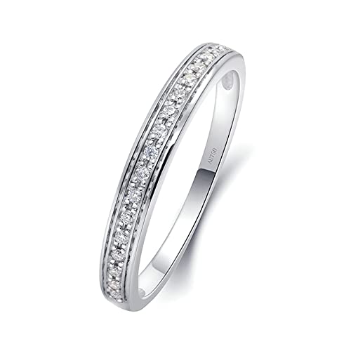 Beydodo Frauen Ring Weißgold Echt 585, Verlobungsringe Schmal mit Diamant 0.88ct Bandring Trauringe Hochzeit Ring Damen Nickelfrei Größe 49 (15.6) von Beydodo