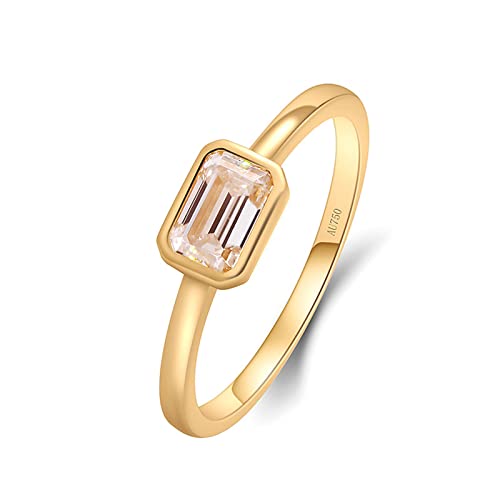 Beydodo Frauen Ringe Gold 585, Trauringe Solitär mit Rechteck Moissanit 0.6ct Hochzeit Ring Damen Nickelfrei Gr.63 von Beydodo