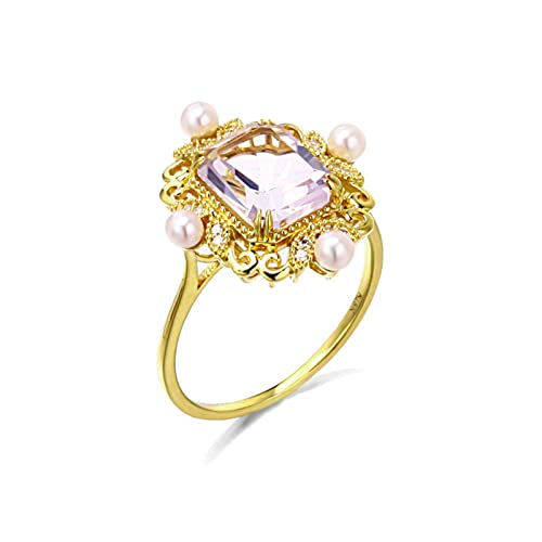 Beydodo Frauen Ringe Gold 750, Trauringe Blume mit Lila Kristall und Perlen Hochzeit Ring Damen Nickelfrei Größe 56 von Beydodo