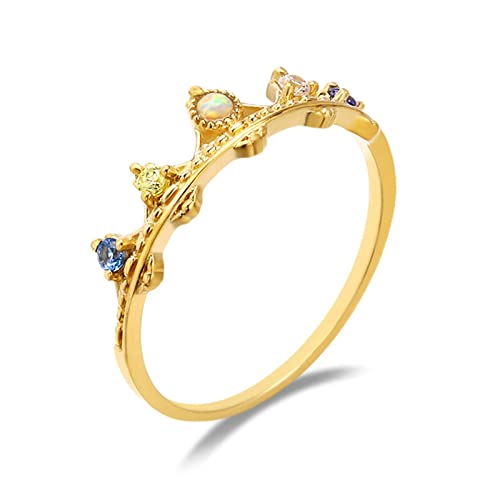 Beydodo Frauen Ringe Gold 750, Trauringe Krone mit Edelstein und Opal Hochzeit Ring Damen Nickelfrei Größe 48 (15.3) von Beydodo