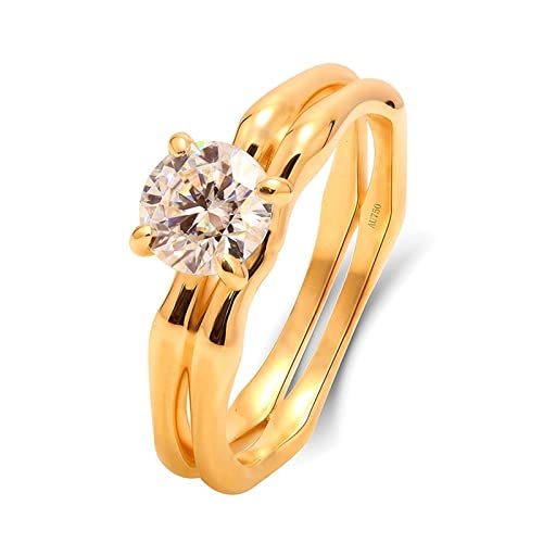 Beydodo Frauen Ringe Gold 750, Trauringe Solitär mit 0.5ct Laborgezüchteten Diamant Hochzeit Ring Damen Nickelfrei Gr.47 (15.0) von Beydodo