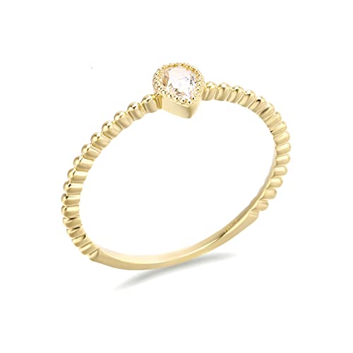 Beydodo Gold Ringe Frauen 585 14K, Verlobung Ring Solitär mit Tropfen Moissanit Hochzeit Ringe Damen Trauringe Nickelfrei Größe 57 (18.1) von Beydodo