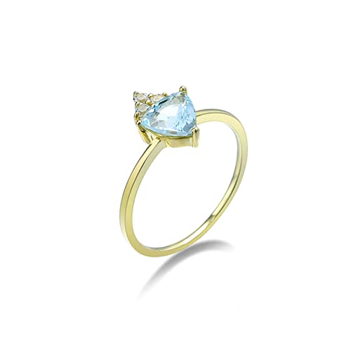 Beydodo Gold Ringe Frauen 750 18K, Verlobung Ring Krone mit Blau Topas Hochzeit Ringe Damen Trauringe Nickelfrei Gr.63 von Beydodo