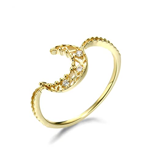 Beydodo Gold Ringe Frauen 750 18K, Verlobung Ring Mond mit Diamant Hochzeit Ringe Damen Trauringe Nickelfrei Größe 47 (15.0) von Beydodo