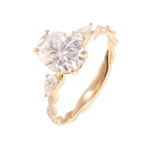 Beydodo Gold Ringe Frauen 750 18K, Verlobung Ring Verdreht mit 2ct Moissanit Hochzeit Ringe Damen Trauringe Nickelfrei Gr.55 (17.5) von Beydodo