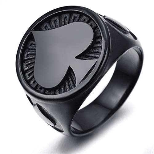 Beydodo Herren Ringe Edelstahl, Männer Ring Biker Poker Pik Freundschaftsring Ring Personalisiert Schwarz Gr.62 (19.7) von Beydodo