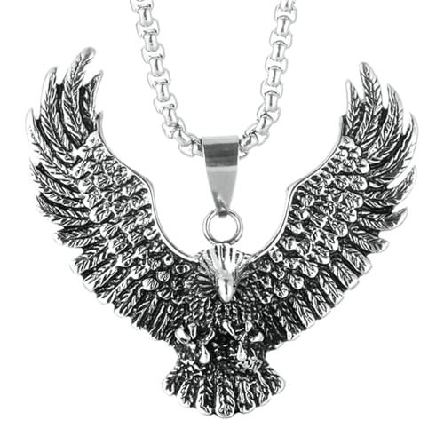 Beydodo Halskette Herren Edelstahl mit Anhänger Adler Kette Silber von Beydodo